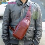 Comfortable and Durable Cowhide Leather Men's Cross Body Chest Bag for All