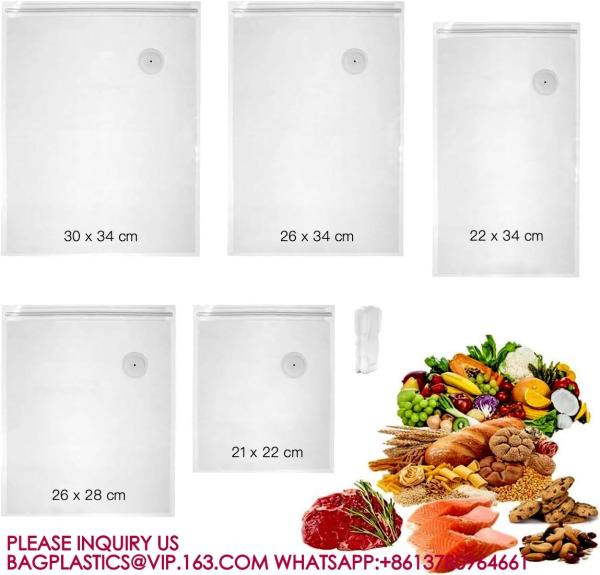Vacuum Food Saver Bag, Reusable Freezer Bags, Vac Seal Bag Double Lock Zipper