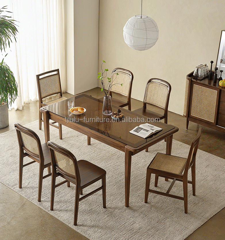 Living Room Furniture Finish Nitrolacquer Solid Wood Dining Chair for Rattan Leisure Design