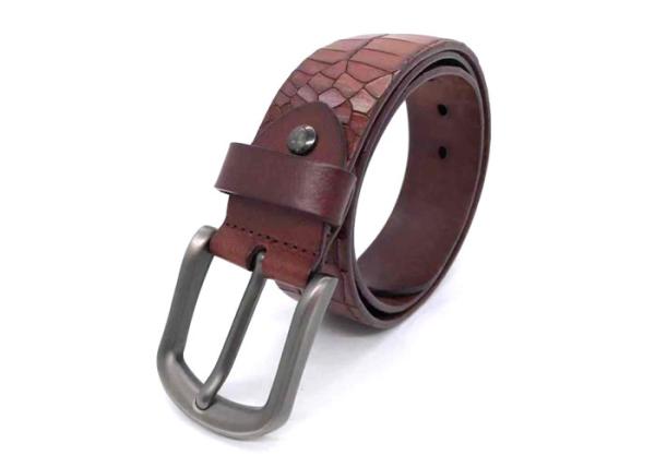 Mens Crocodile Embossed Leather Belt , Classic Dress Belt With Single Prong