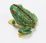New design reinstone enamel Jiraffe frog pewter jewelry box metal pewter frog
