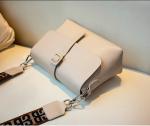 14cm Cream Leather Crossbody Bag Hasp Closure Square Sling Bag