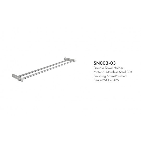 Brushed 24 Inch Bathroom Towel Rack Modern Chrome Double Towel Bar Wall Mount