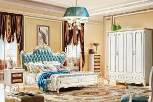 China Luxury Design Wooden Carved Leather Divan Antique Bed factory