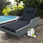 Chaise Lounge Outdoor Rattan Wicker Sun Bed Hotel Wooden Backrest Adjustable