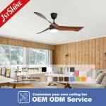 110-240V/50Hz-60Hz LED Ceiling Fan with Remote Control and Wooden Blades by
