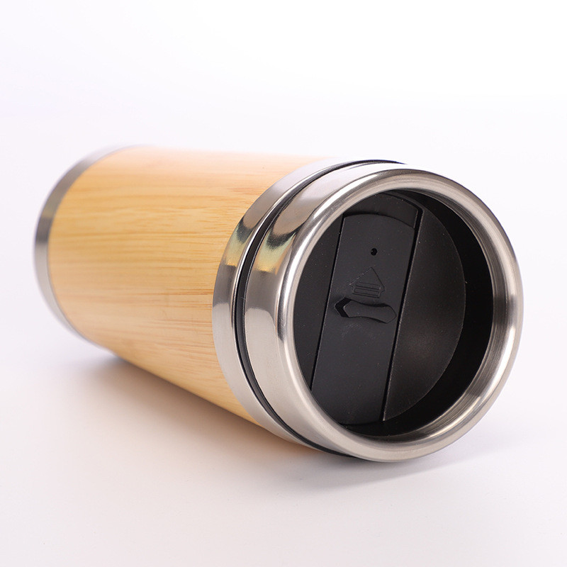 17 Oz-Bambuood Premium Vacuum Insulated Stainless Steel Bamboo Tumbler Leak Proof Bamboo Tumbler Thermos For Loose Leaf Tea Coffee Fruit-Infused