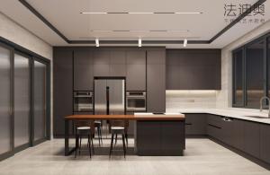 China Charcoal Black Elegance Stainless Steel Kitchen Cabinets With Functional U-Shaped Layout factory