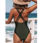 Deep V Cross Back Navy Style Printed Women Bathing Suits 2021 One Piece Swim