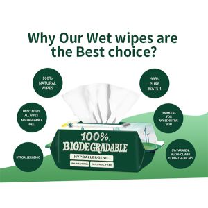 China wipes Supplier 80pcs Plastic Free Biodegradable Wet Wipes