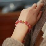Pink Agate Lucky Beads Bracelet Wholesale Natural Sakura Agate Bracelet Energy
