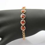 Rose Gold Plated 925 Silver Created Garnet Cubic Zircon Link Women Tennis