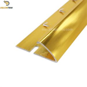China Curved Carpet Transition Strip Trim 9mm Height High Gloss Gold Color OEM factory
