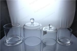 China high quality glass candle container with glass cover factory
