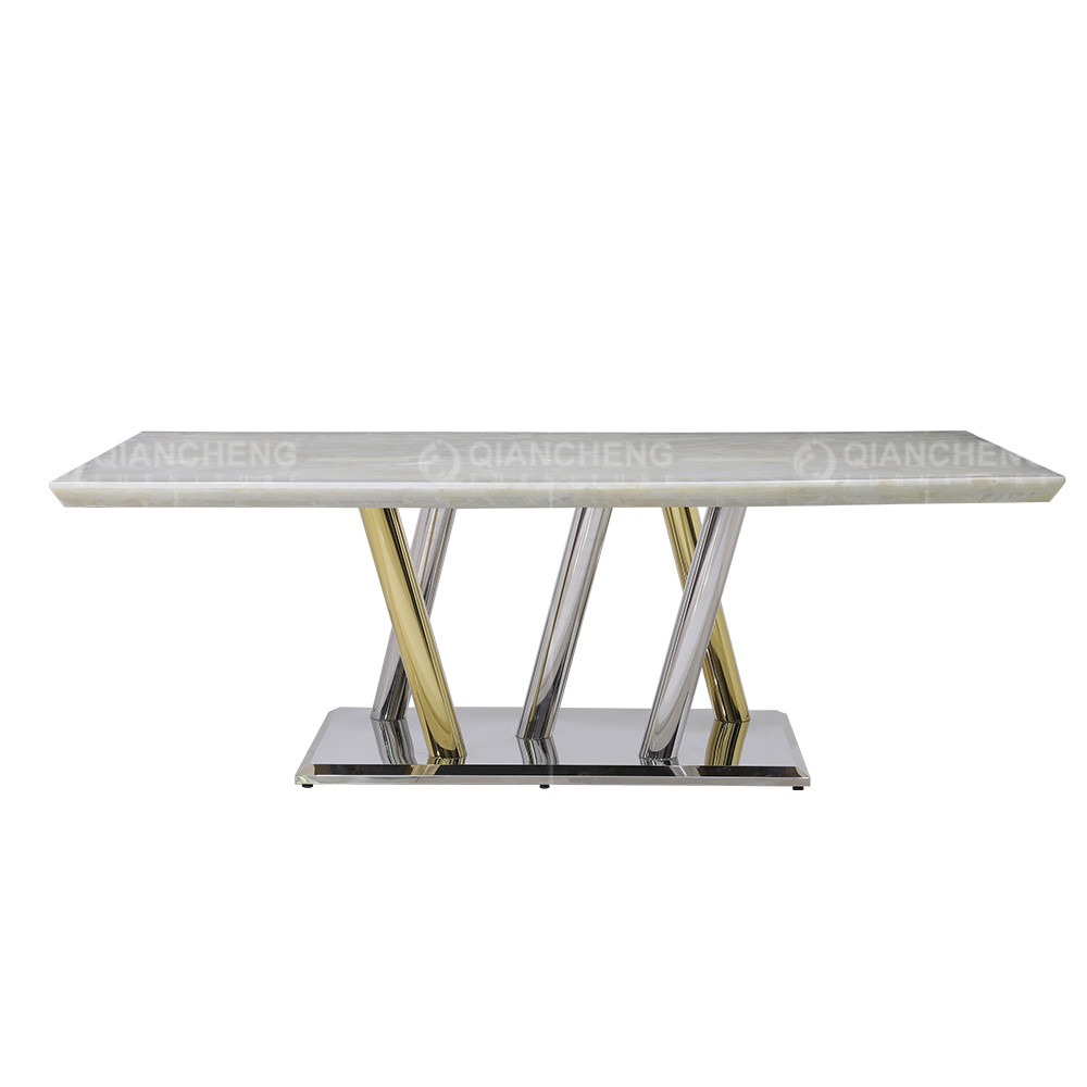 220x110x75cm Luxury Marble Dining Table White Marble Top Dining Room Table