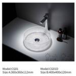 Crystal Tempered Glass Basin Sink Counter Top Round Bathroom Colored Transparent
