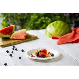 Round Kraft Paper Plate Freezable Waterproof For Party Dinnerware