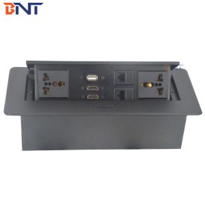 Office table mounted round corner multimedia table top socket box