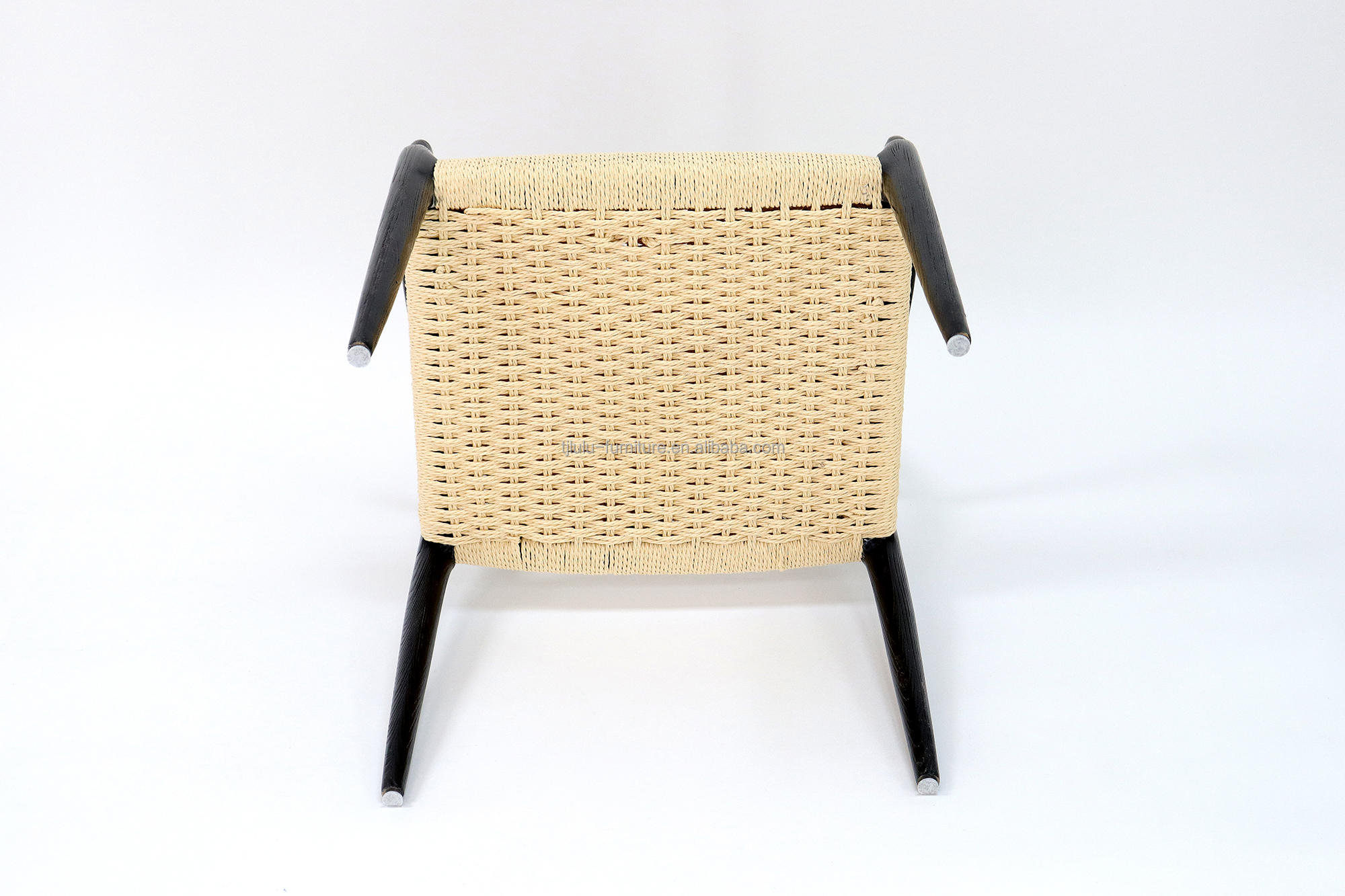 Japanese Style Wood Arm Chair Woven Paper Cord Dining Chair in Nordic Japanese Industrial Style for Home Furniture