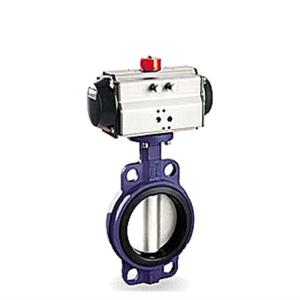 China Wafer Ductile Iron PTFE Seat Butterfly Valve Air Actuator Single Acting Butterfly Valve factory