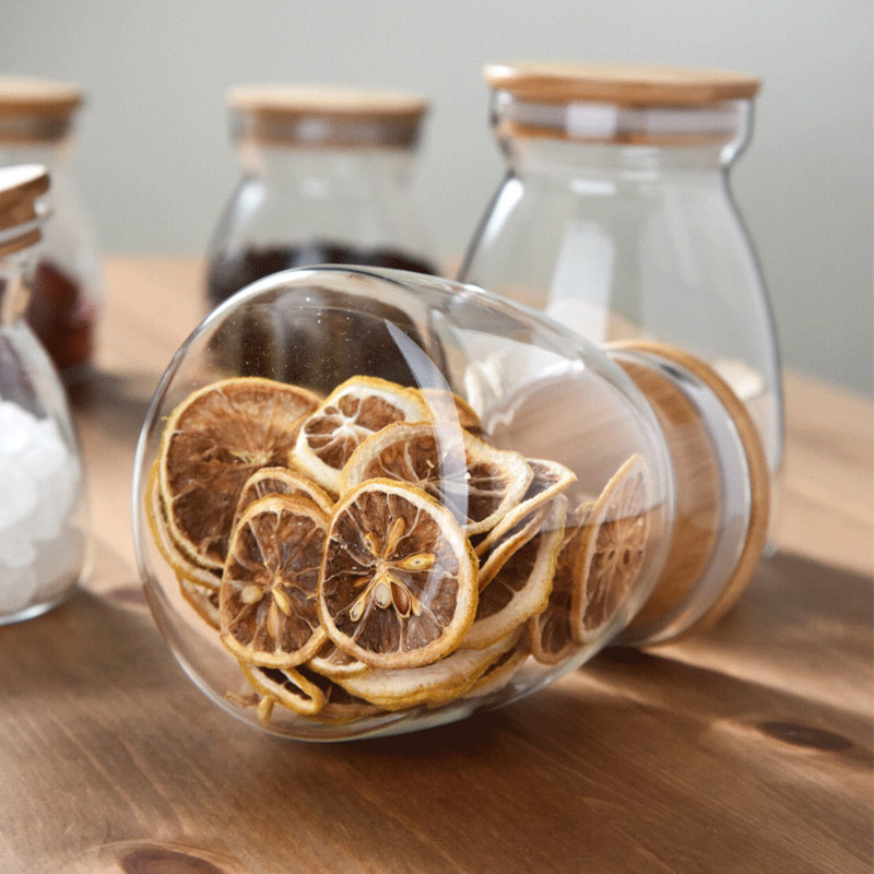Bamboo Cover 1100ml Borosilicate Wide Mouth Preserving Jars