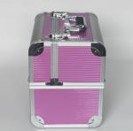 Rose Red Aluminium Beauty Case with Striped ABS Panel