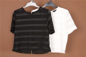 China Lounge Ladies Striped Cotton Tops Black And White Striped Shirt factory