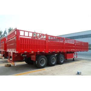 Fuwa Three Axle Flat Bed Side Wall Semi Trailer Trucks 40 - 50T 2.5mm Thick