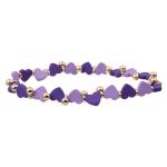 Purple Heart Crystal Beads Bracelet Set With Adjustable 0.7mm Elastic Cord