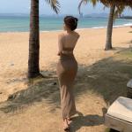 Stitching Sling Side Air Slim Womens Vacation Dresses