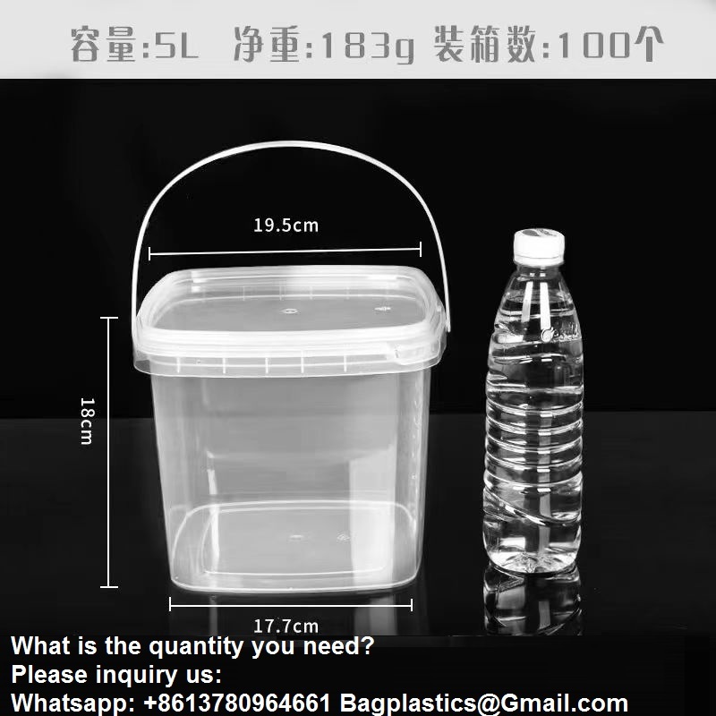 Bucket With Lid, Clear Bucket, Plastic Food Storage Container, Ice Cream Bucket, Reusable Container, Plastic Bucket, Tub With Lid, Storage Container,