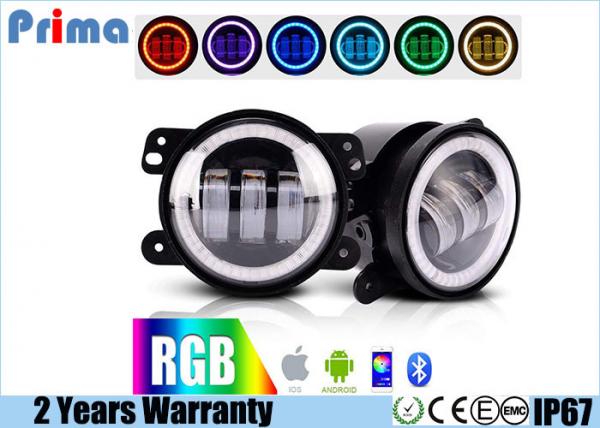 China 4" Jeep Fog Lights  DRL RGB Halo Ring Fog lights  Assembly with Bluetooth Function for 1997-2017 Jeep Wrangler JK CJ LJ factory