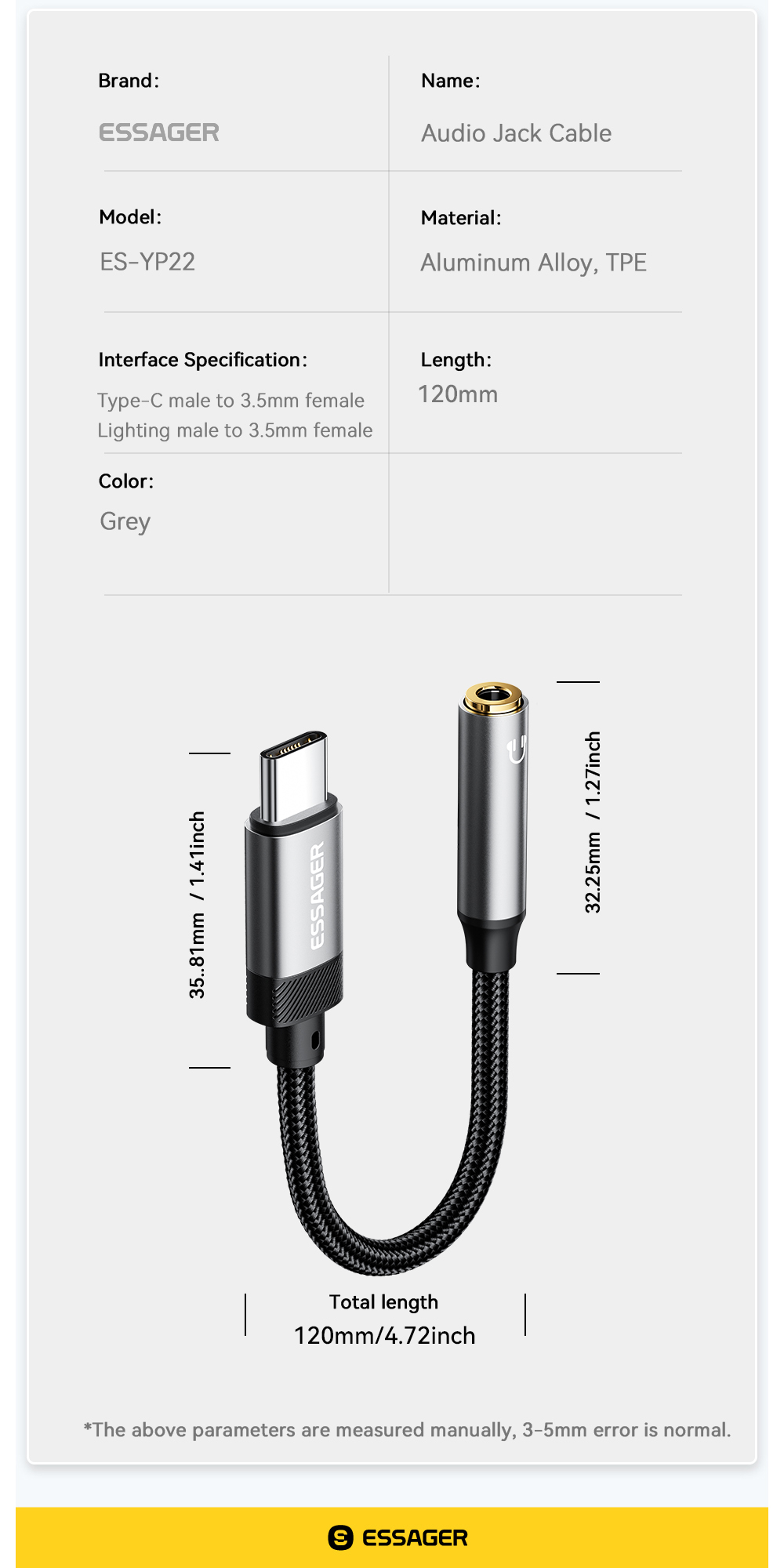 USB C Lightning To 3.5mm Aux Cable OTG Adapters for Mobile Phones and Tablets