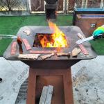850mm Diameter Corten Steel Fireplace Grill Smoker Bbq Grill INTERTEK Certified