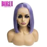 Straight Light Purpple Short Bob Wig 180% Density Brazilian Soft Smooth