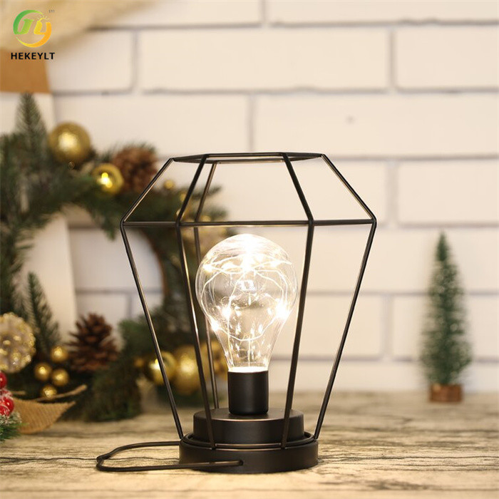 Novelty Black Customize Metal Bedside Table Lamp 8.5" Battery Powered