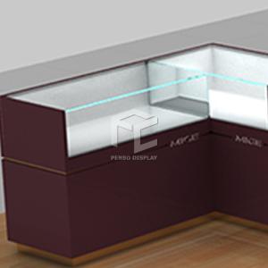 China 10mm Thick MDF Glass Watch Display Counter 120*62cm Glossy Plated factory