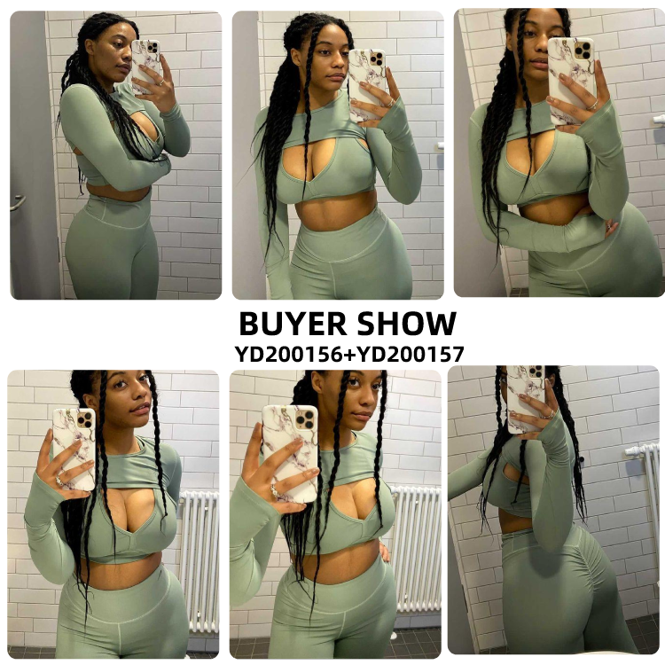Polyester/Spandex Fabric HEXIN Seamless High Waist Women Yoga Set for Gym Fitness