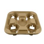 4 Cup Disposable Biodegradable Paper Cup Carrier Tray Untearable , Cup Holders