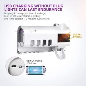 Bathroom Solar Energy UV Toothbrush Holder Toothpaste Dispenser Multi Function