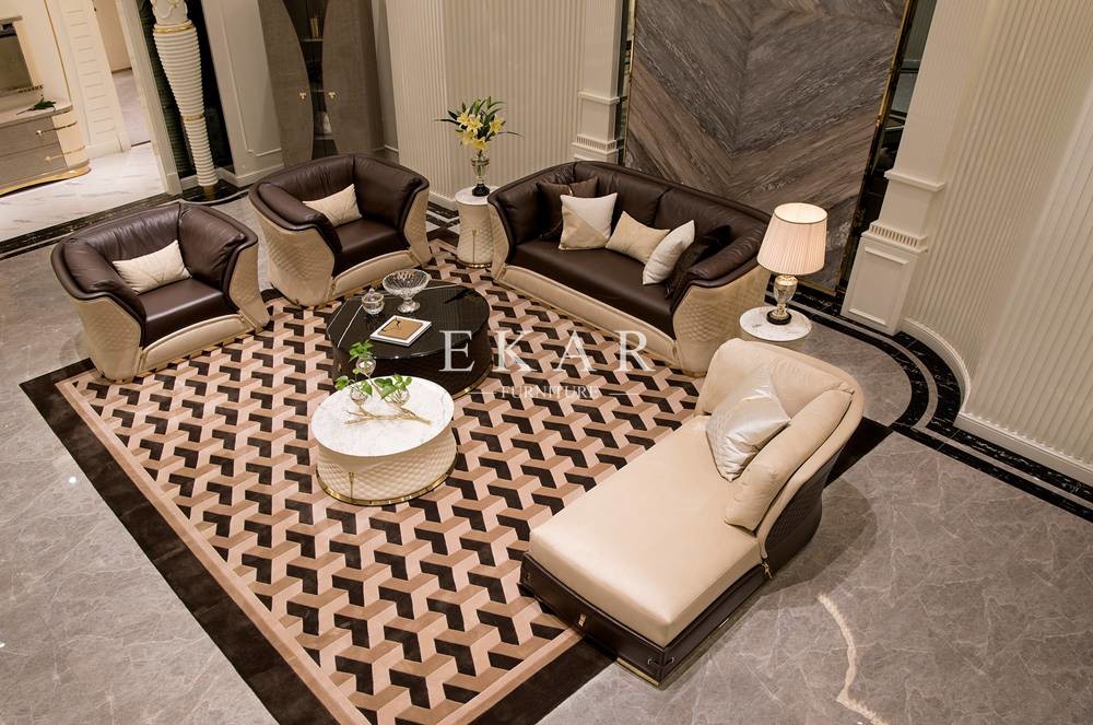 High Class Leather Living Room Furniture Large Sofa W002SF