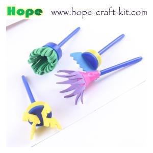 China Kids DIY Hobby Acrylic Watercolor Painting Art Craft Plastic Handle Foam Paint Roller mini Sponge stamp roller brush factory