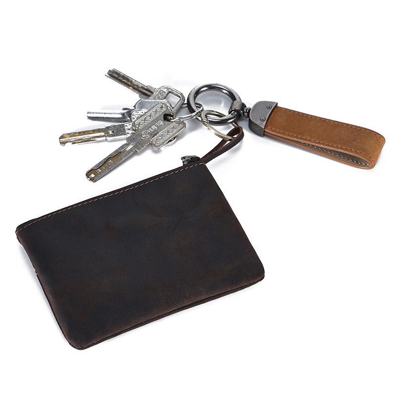 Daily Business Genuine Leather Mini Coin Purse Keychains Money Bag Men Key Pouch Credit Card Holder Wallet