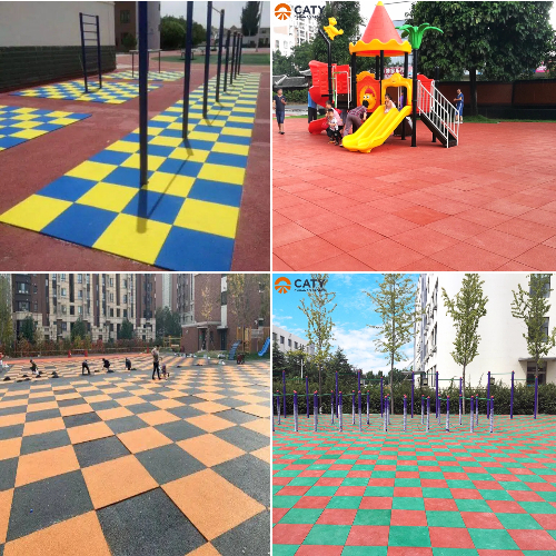 Safety Certified EPDM Rubber Tiles for Playground, Shock Absorption and Fall Protection, Eco-Friendly Material for Kids Play Area