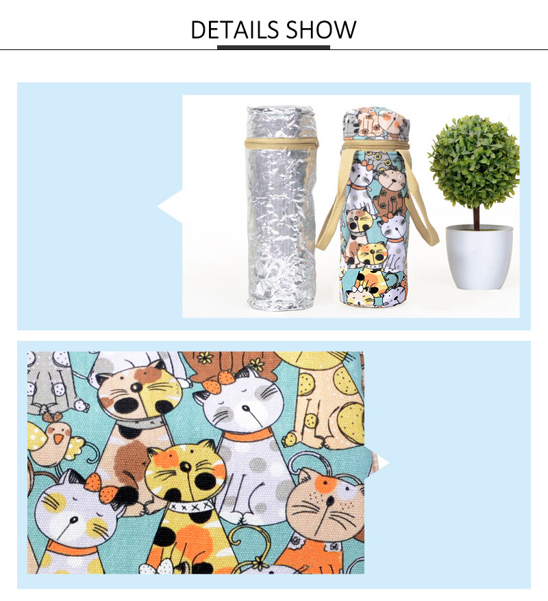 Cartoon Printed L8*H24cm Water Bottle Sleeve For Kids