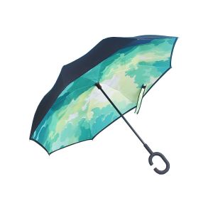 China Double Layer C Handle Windproof Reverse Inverted Umbrella on sale
