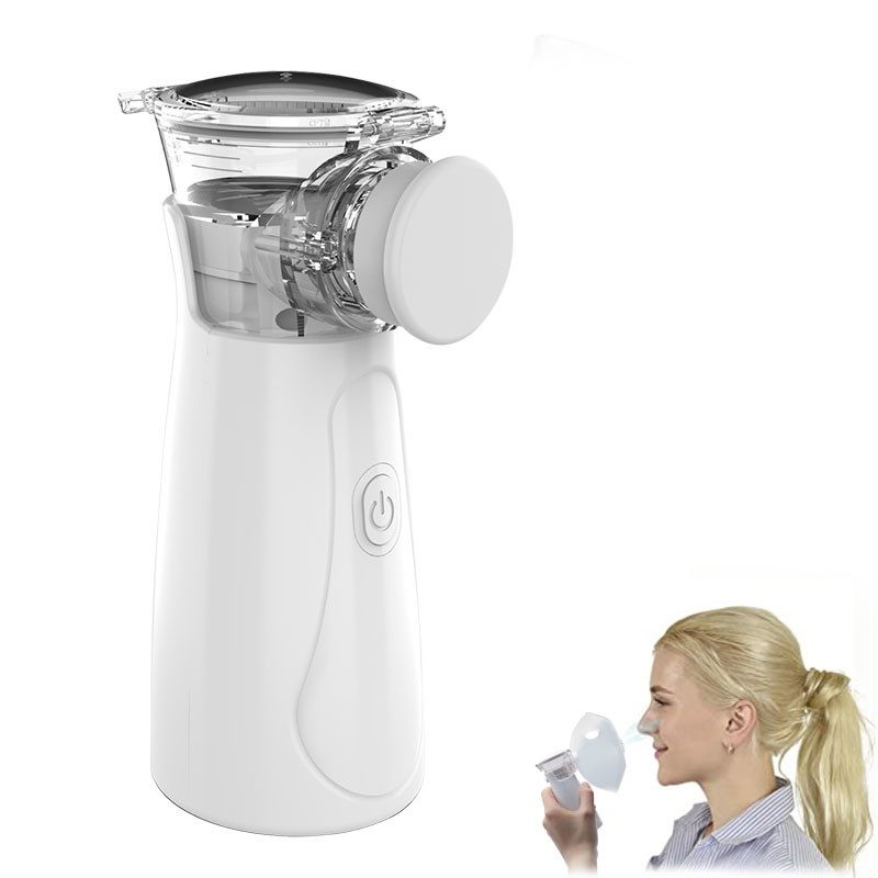 Home Nebulizer For Adults:DC 3V White Handheld Portable Nebulizer With Transparent Storage Tank