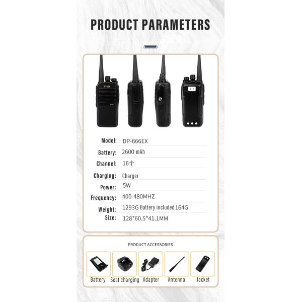 MSTAR DP666EX Waterproof Explosion Proof Walkie Talkie 5W UHF VHF