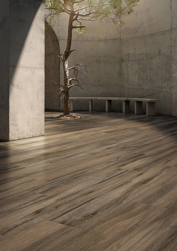 Durable Wooden Porcelain Strips 200x1200mm For Building Decoration Brown Floor Strip