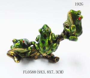 China Metal frog trinket box Small Metal Trinket Box-Green Frog Metal Trinket Box factory